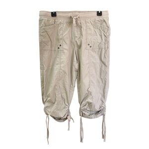 DASH Beige Tan Drawstring Capri Pants Medium
